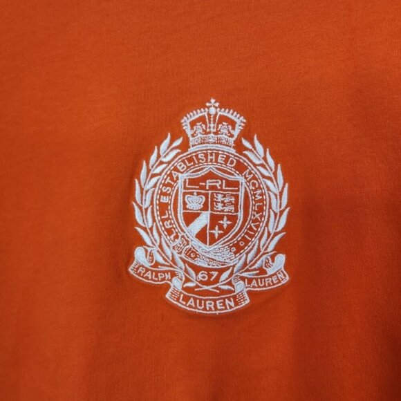 Vintage Ralph Lauren Orange Crest Logo Crew Preppy T-Shirt Top Y2K Sporty Cool - Picture 4 of 7
